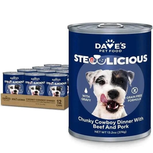 Dave's Stewlicious Cowboy Dinner w/ Beef & Pork Wet Dog Food (13.2oz) - True Pet Market