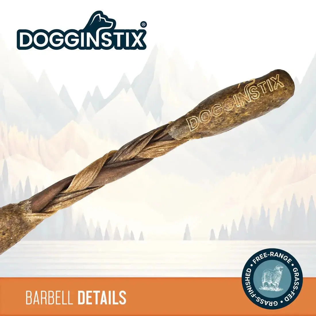 Dogginstix Braided Lamb Collagen Barbell Dog Chew – Natural, Grass-Fed, Low Fat Treat Jeffers