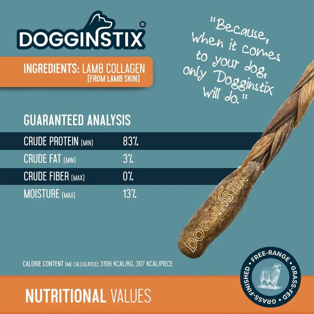 Dogginstix Braided Lamb Collagen Barbell Dog Chew – Natural, Grass-Fed, Low Fat Treat Jeffers