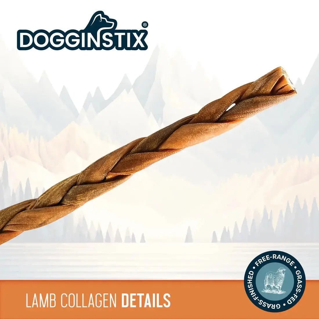 Dogginstix Braided Lamb Collagen Dog Chew – Long Lasting, Digestible, High Protein Rawhide Alternative Jeffers