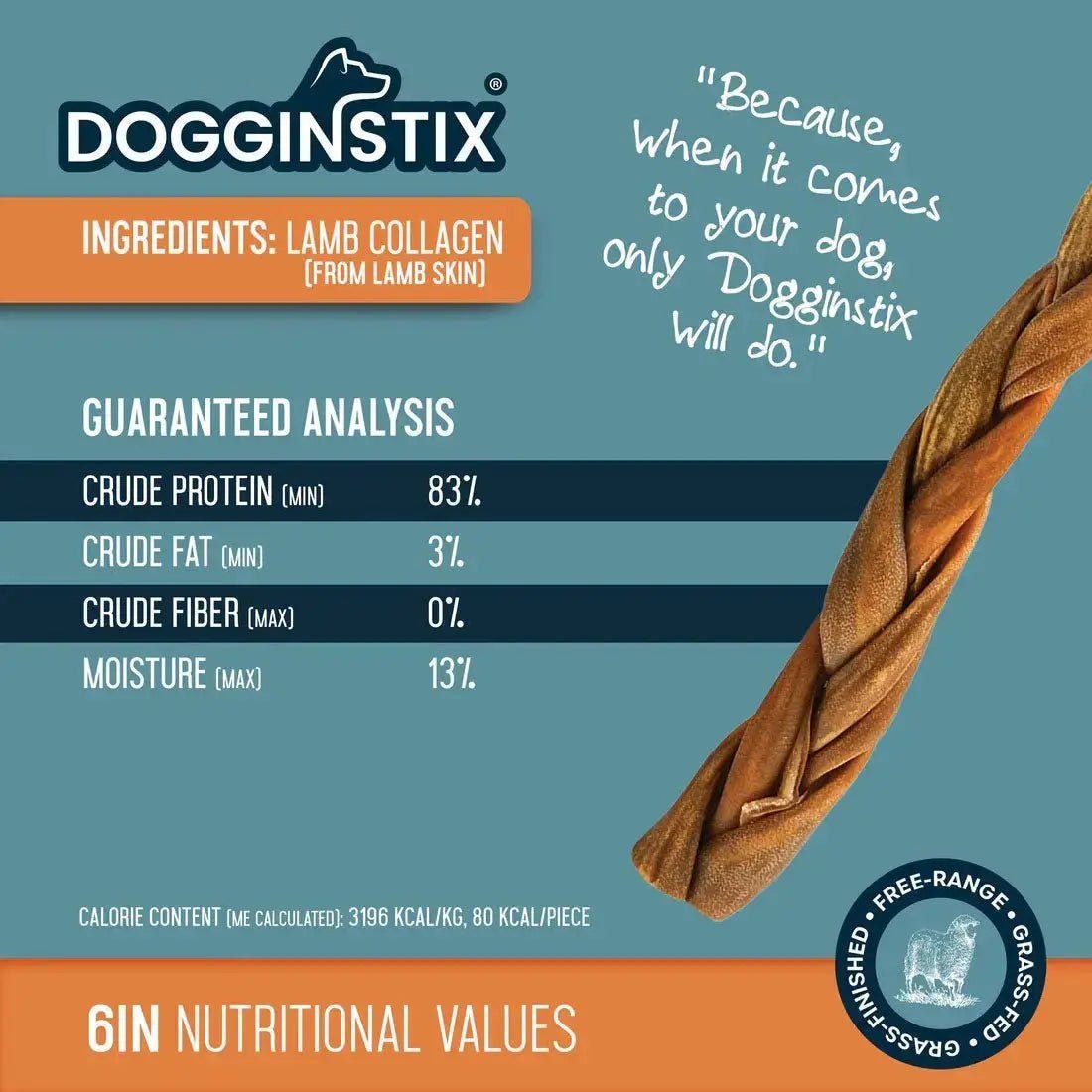 Dogginstix Braided Lamb Collagen Dog Chew – Long Lasting, Digestible, High Protein Rawhide Alternative Jeffers