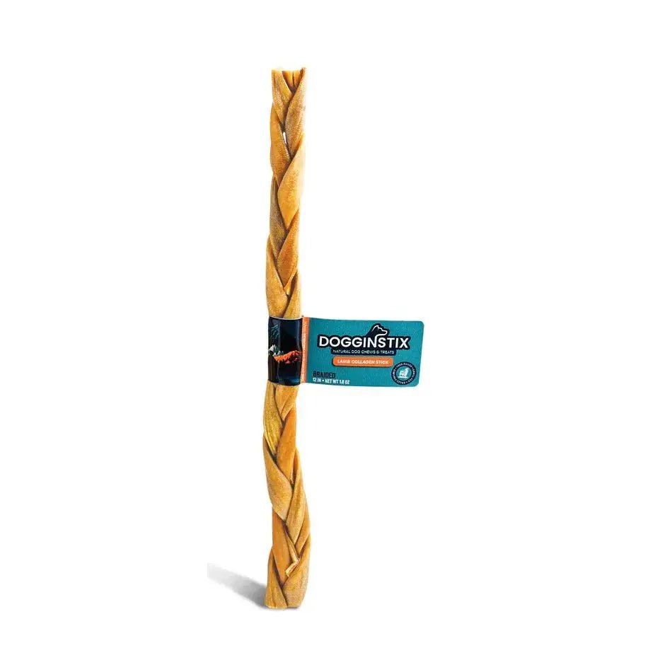 Dogginstix Braided Lamb Collagen Dog Chew – Long Lasting, Digestible, High Protein Rawhide Alternative Jeffers