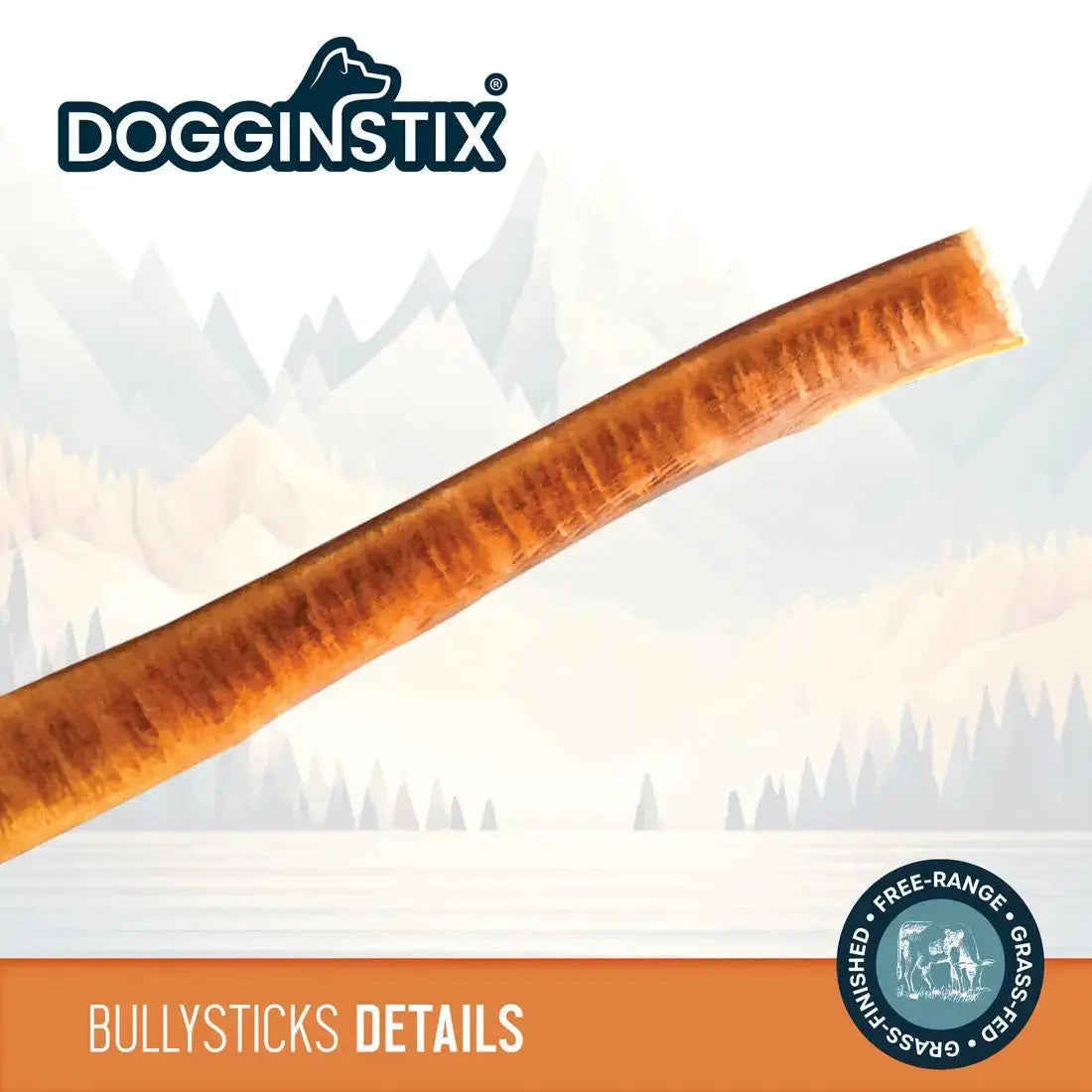 Dogginstix Bully Stick Dog Chew, All-Natural, Grass-Fed Beef, Odor-Free Jeffers