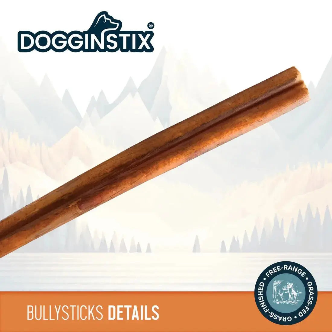 Dogginstix Bully Stick Dog Chew, All-Natural, Grass-Fed Beef, Odor-Free Jeffers
