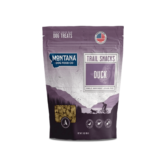 Duck Freeze-dried Raw Trail Snacks (Treats) for Dogs 3oz Montana Dog Food Co