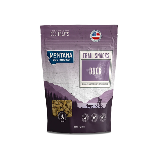 Duck Freeze-dried Raw Trail Snacks (Treats) for Dogs 3oz Montana Dog Food Co