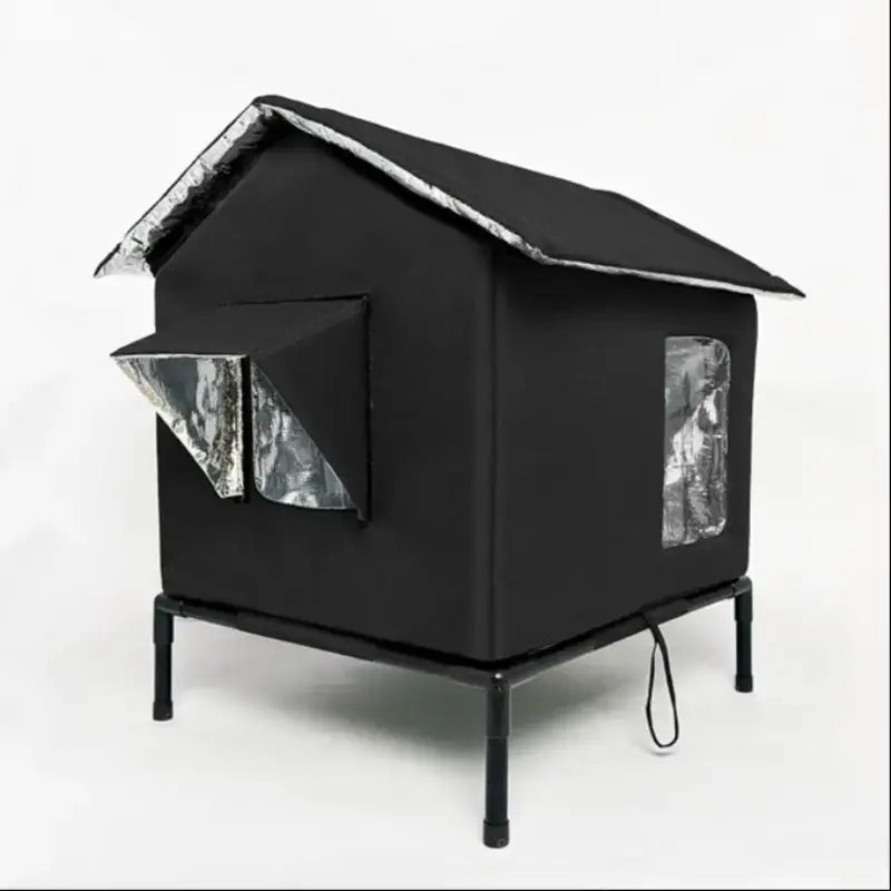 Insulated Outdoor Cat House for Feral Cats, Waterproof Shelter with Sloped Roof & Transparent Window