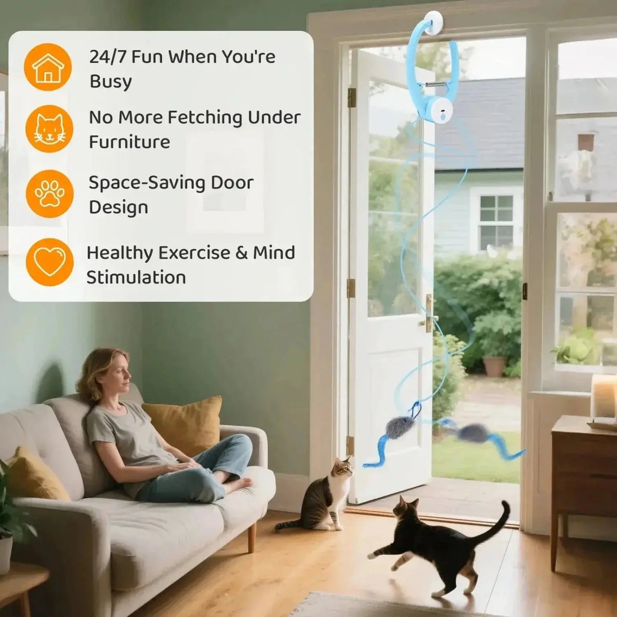 Electric Automatic Interactive Cat Toy USB Rechargeable Fluttering Butterfly Feather Wand for Indoor Enrichment
