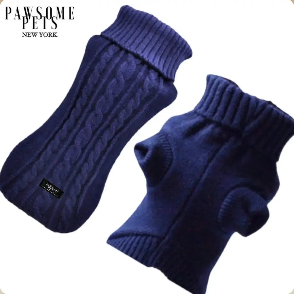 (EXTRA WARM) Dog and Cat Sweater - Navy Blue - Dog Apparel