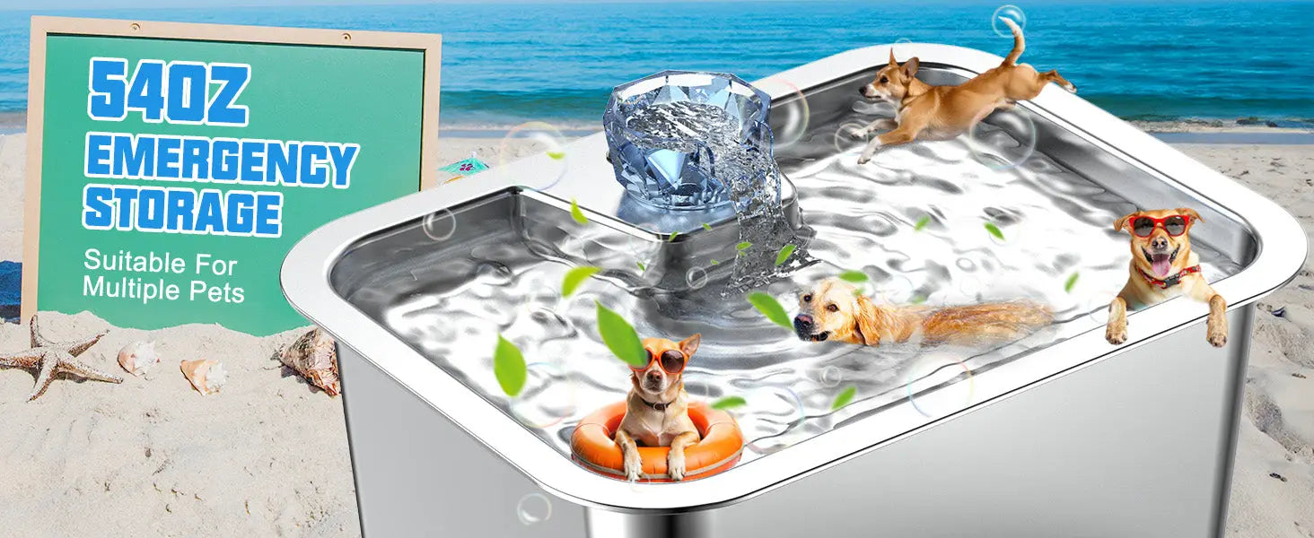 11L/3Galon Stainless Steel Pet Water Fountain with 4 Filters