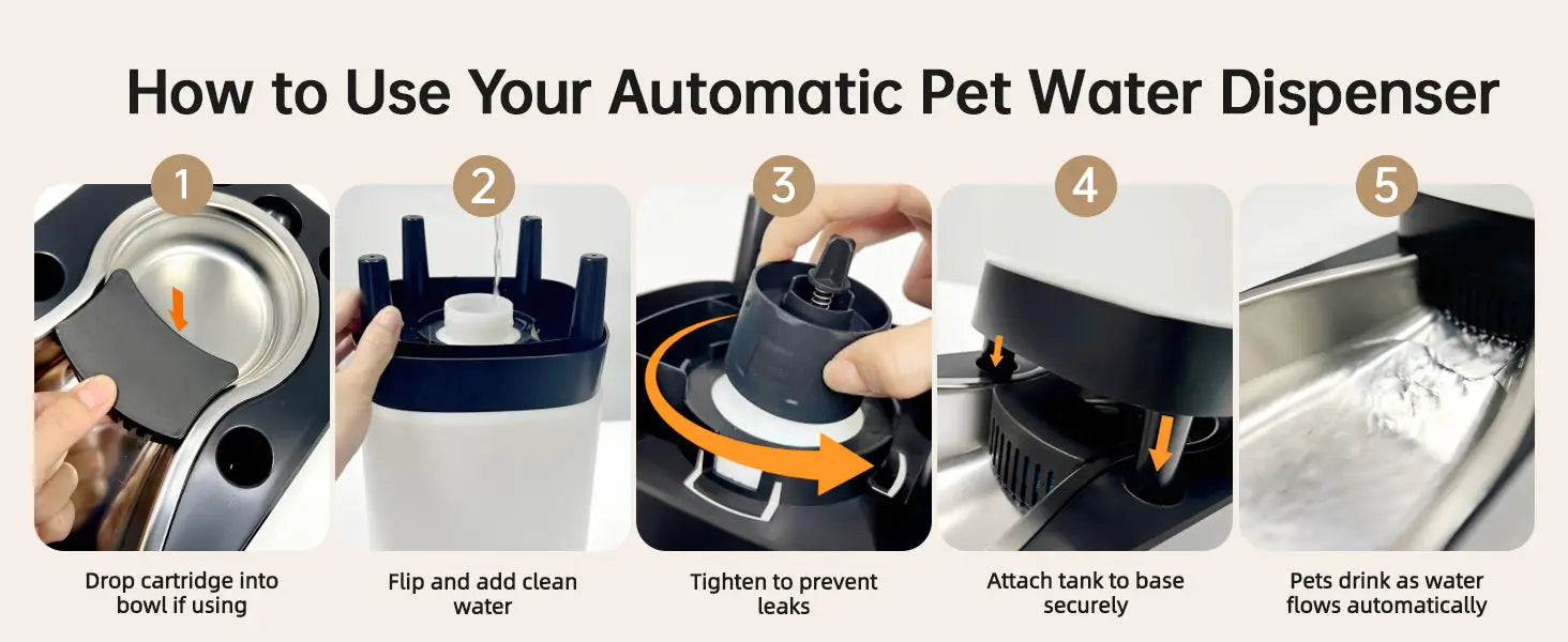 2.4 Gallon Gravity Pet Water Dispenser with 304 Stainless Steel Bowl