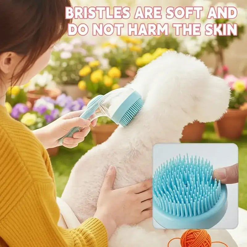 2026 Innovative 2-In-1 Pet Bath Brush & Grooming Deshedding Brush with Shampoo Dispenser
