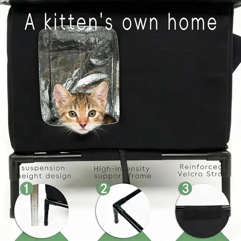 Insulated Outdoor Cat House for Feral Cats, Waterproof Shelter with Sloped Roof & Transparent Window
