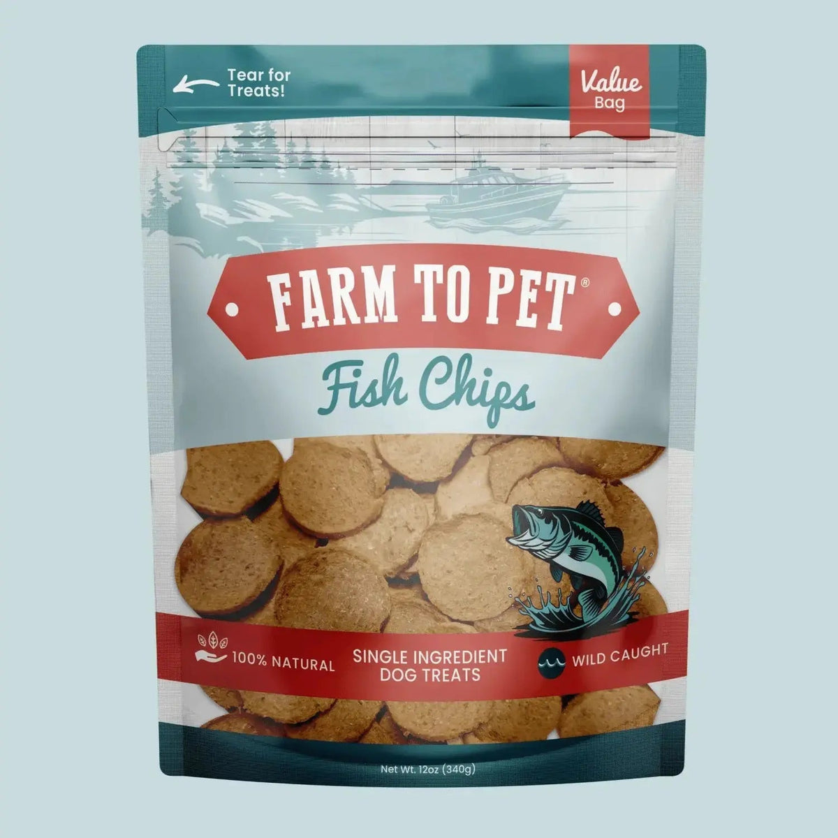 Fish Dog Treats | Wild-Caught Fish Chips for Dogs - Value 12oz - Chip