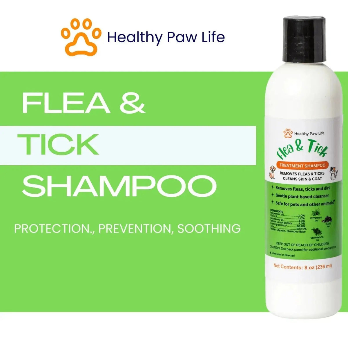 Flea and tick shampoo for Pets – Plant-Based Natural Essential Oils - Animals & Pet Supplies