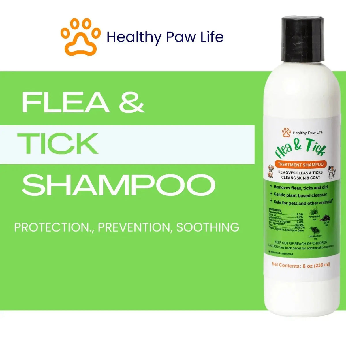 Flea and tick shampoo for Pets – Plant-Based Natural Essential Oils - Animals & Pet Supplies