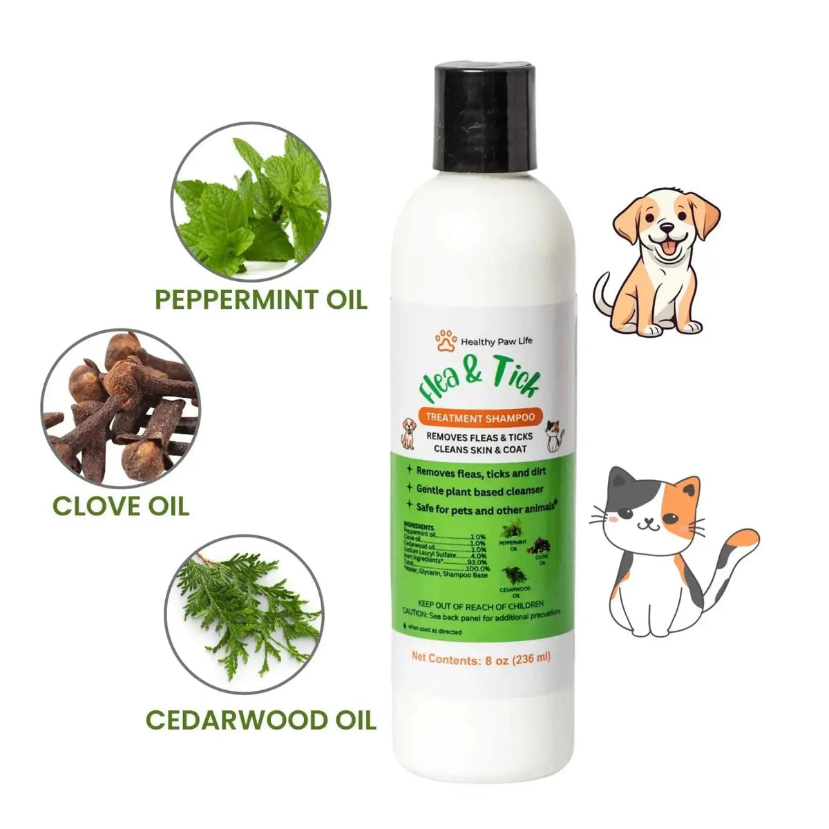 Flea and tick shampoo for Pets – Plant-Based Natural Essential Oils - Animals & Pet Supplies