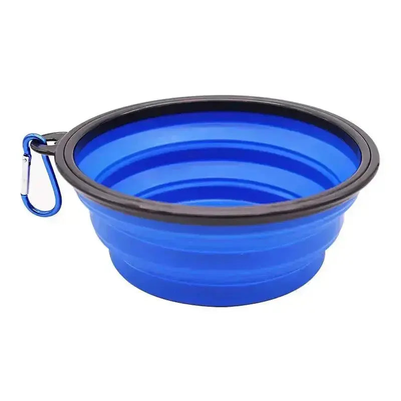 Folding Portable Silicone Dog Feeder Bowl 2 In 1 Pet Dispenser Outdoor Travel Dog Cat with Carabiner Bottle Food Water