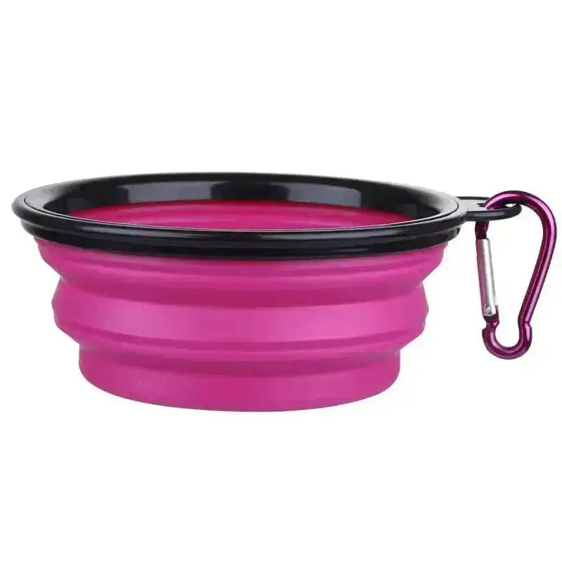 Folding Portable Silicone Dog Feeder Bowl 2 In 1 Pet Dispenser Outdoor Travel Dog Cat with Carabiner Bottle Food Water