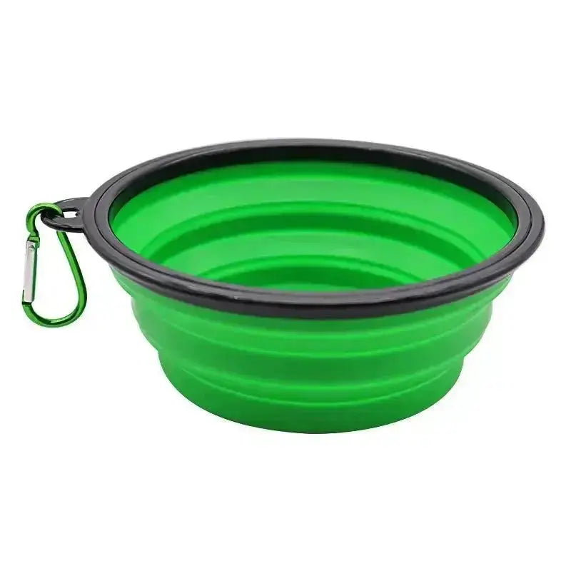 Folding Portable Silicone Dog Feeder Bowl 2 In 1 Pet Dispenser Outdoor Travel Dog Cat with Carabiner Bottle Food Water