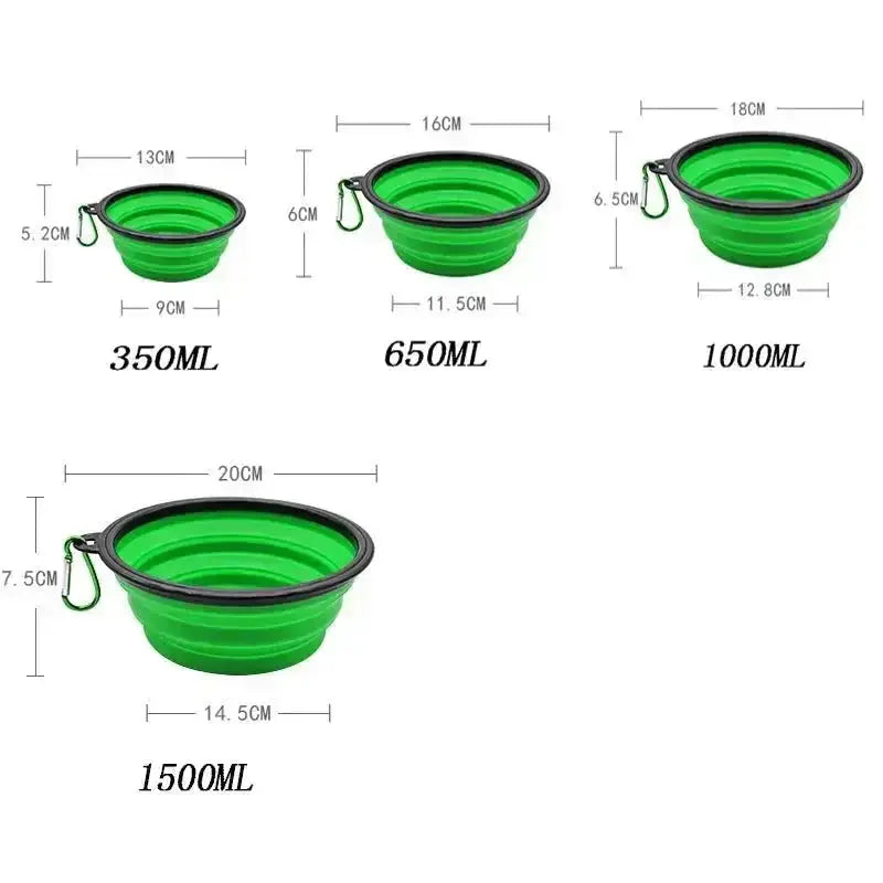 Folding Portable Silicone Dog Feeder Bowl 2 In 1 Pet Dispenser Outdoor Travel Dog Cat with Carabiner Bottle Food Water