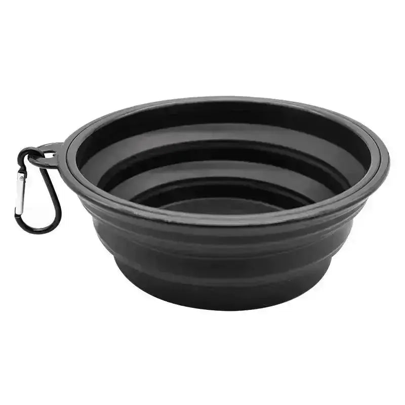 Folding Portable Silicone Dog Feeder Bowl 2 In 1 Pet Dispenser Outdoor Travel Dog Cat with Carabiner Bottle Food Water