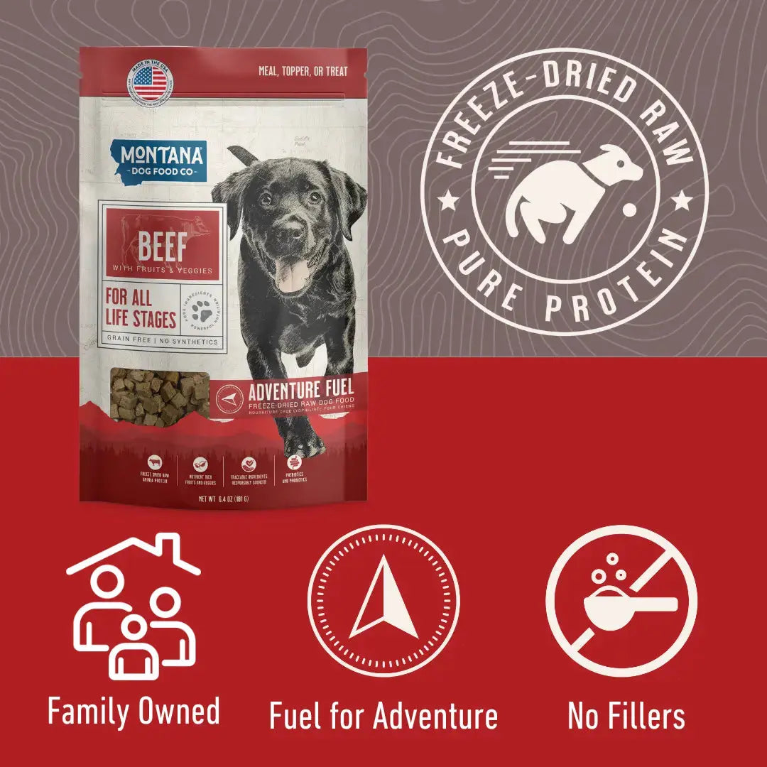 Grain-Free Beef Freeze-Dried Raw Adventure Fuel (Dog Food) Montana Dog Food Co