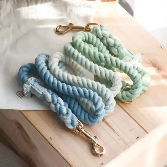 Hands Free Cotton Rope Dog Leash - Ocean Wave - rope leash