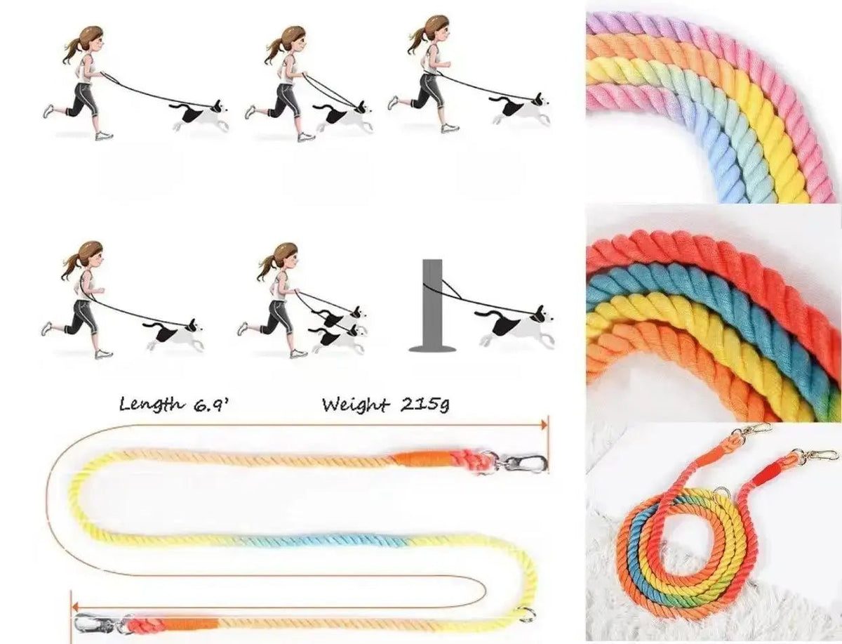 Hands Free Dog Leash - Ombre Brown - rope leash