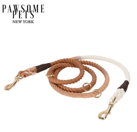 Hands Free Dog Leash - Ombre Brown - rope leash
