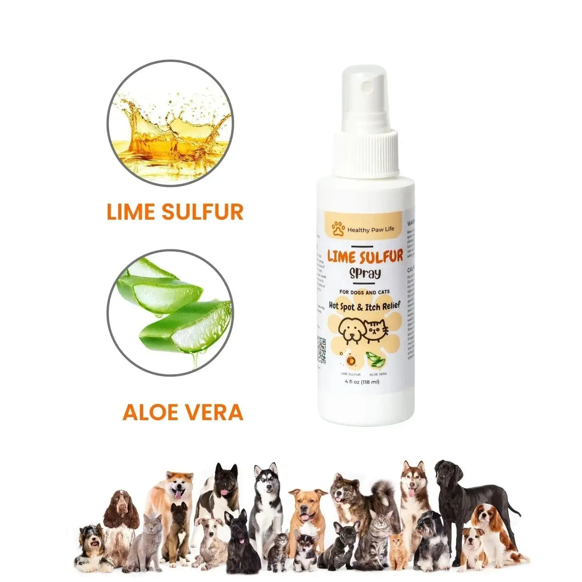 Healthy Paw Life’s Lime Sulfur Pet Skin Care Cream and Spray - 2 Piece Set - 2 oz Cream & 4 oz Spray - Animals & Pet
