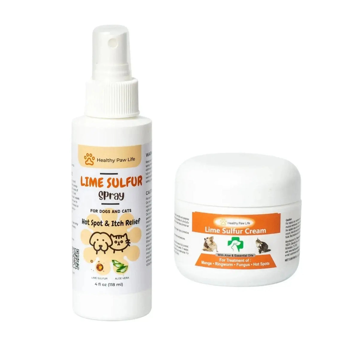 Healthy Paw Life’s Lime Sulfur Pet Skin Care Cream and Spray - 2 Piece Set - 2 oz Cream & 4 oz Spray - Animals & Pet