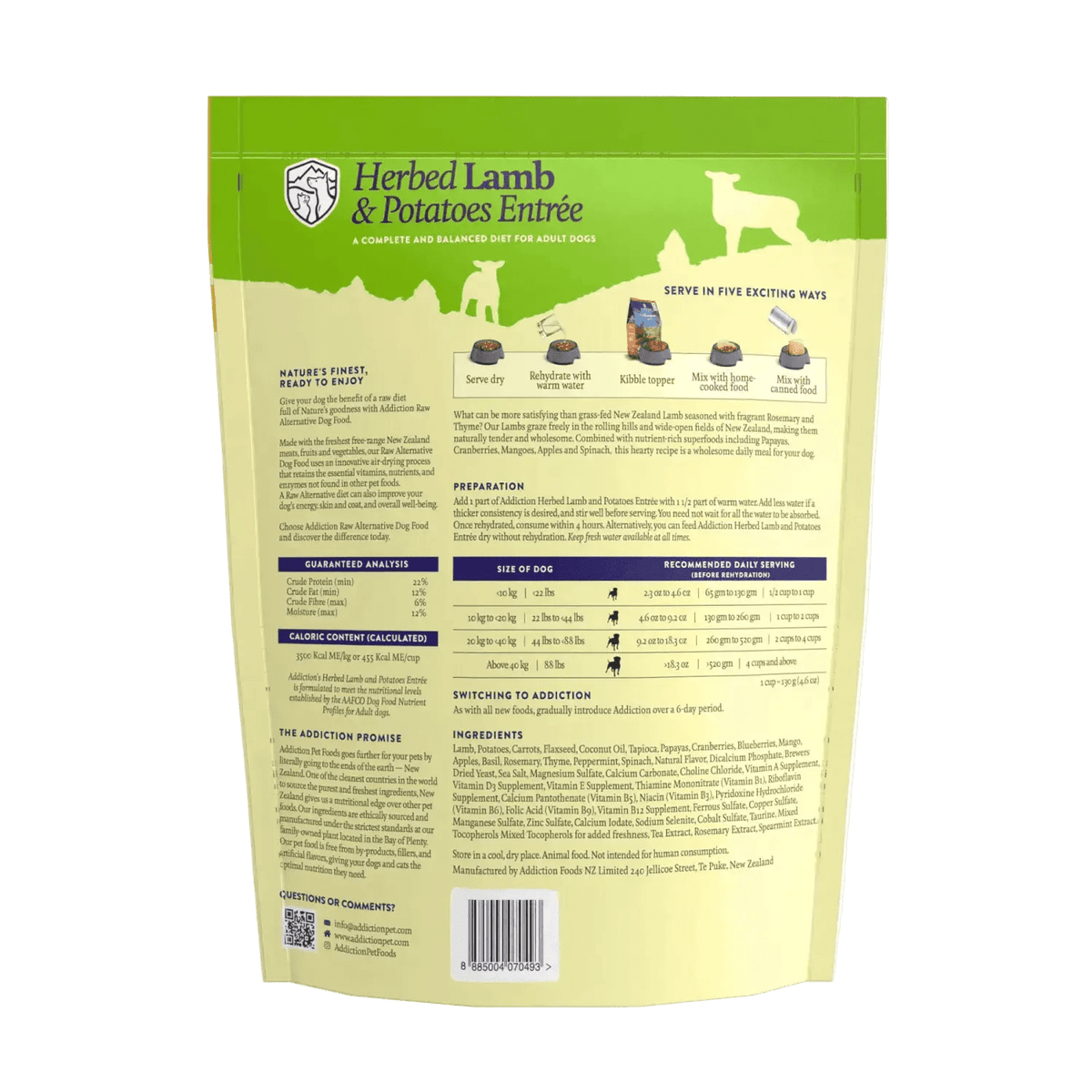 Herbed Lamb & Potatoes Air-Dried Dog Food Addiction Pet Foods USA