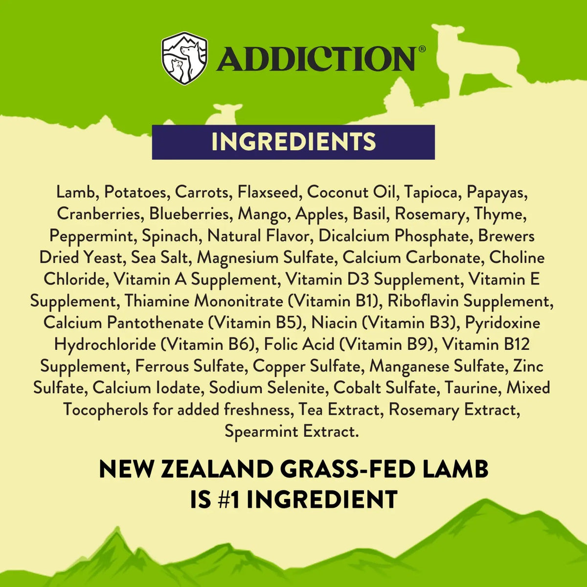 Herbed Lamb & Potatoes Air-Dried Dog Food Addiction Pet Foods USA