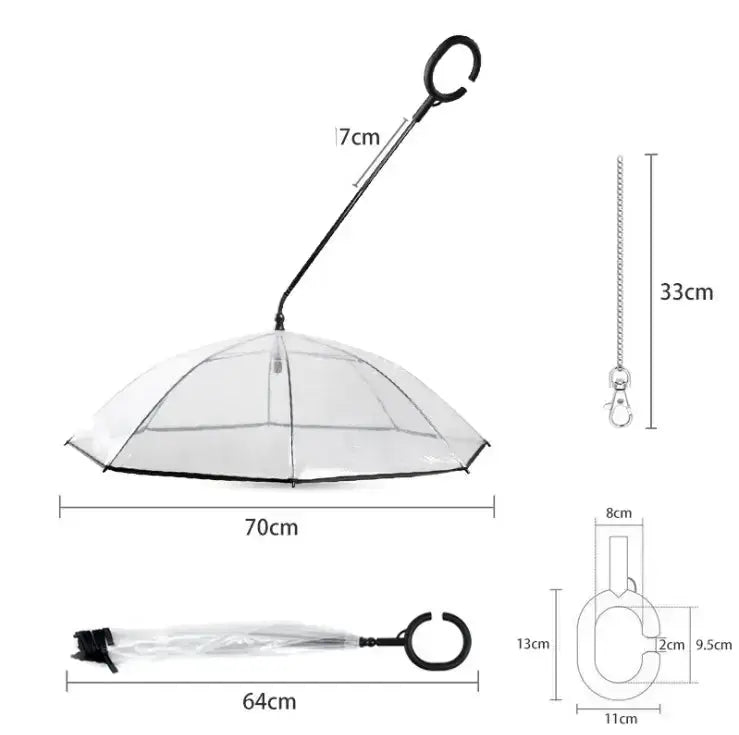 Hot Selling Transparent Pet Supplies Adjustable Pet Umbrella - White - Petcare