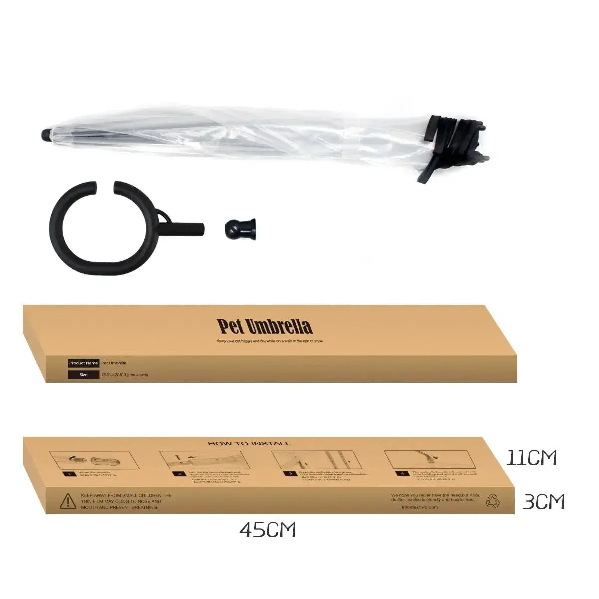 Hot Selling Transparent Pet Supplies Adjustable Pet Umbrella - White - Petcare