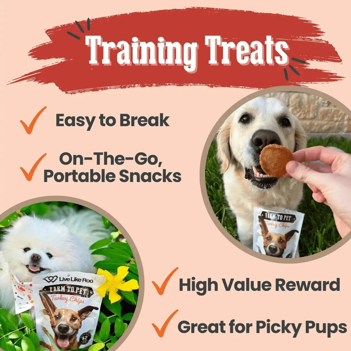 Live Like Roo Turkey Dog Treats | Dog Treats That Give Back - Chip