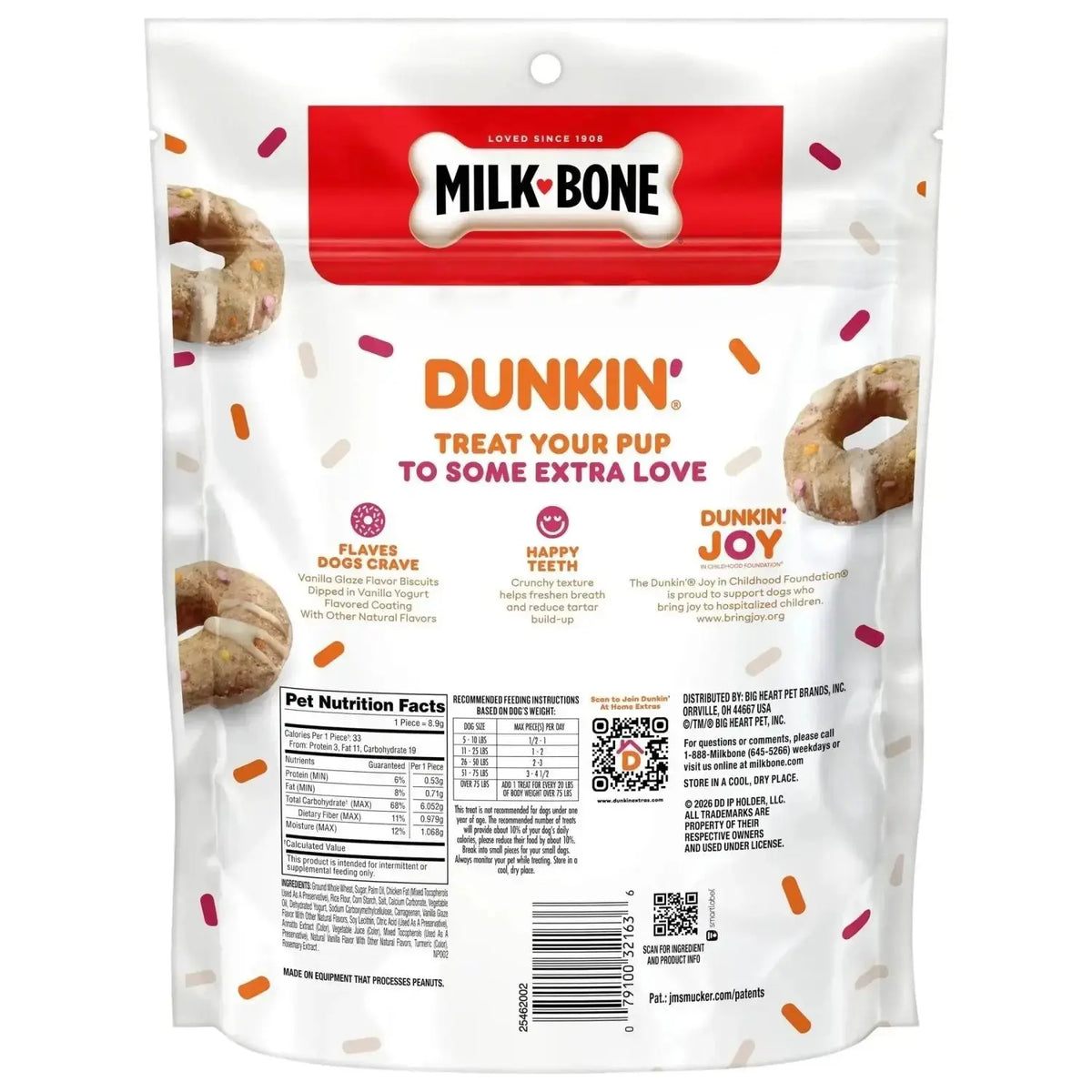 Milk-Bone Dunkin’ Vanilla Glaze Flavor Dog Biscuits with Other Natural Flavors 8 oz Bag - Dogs