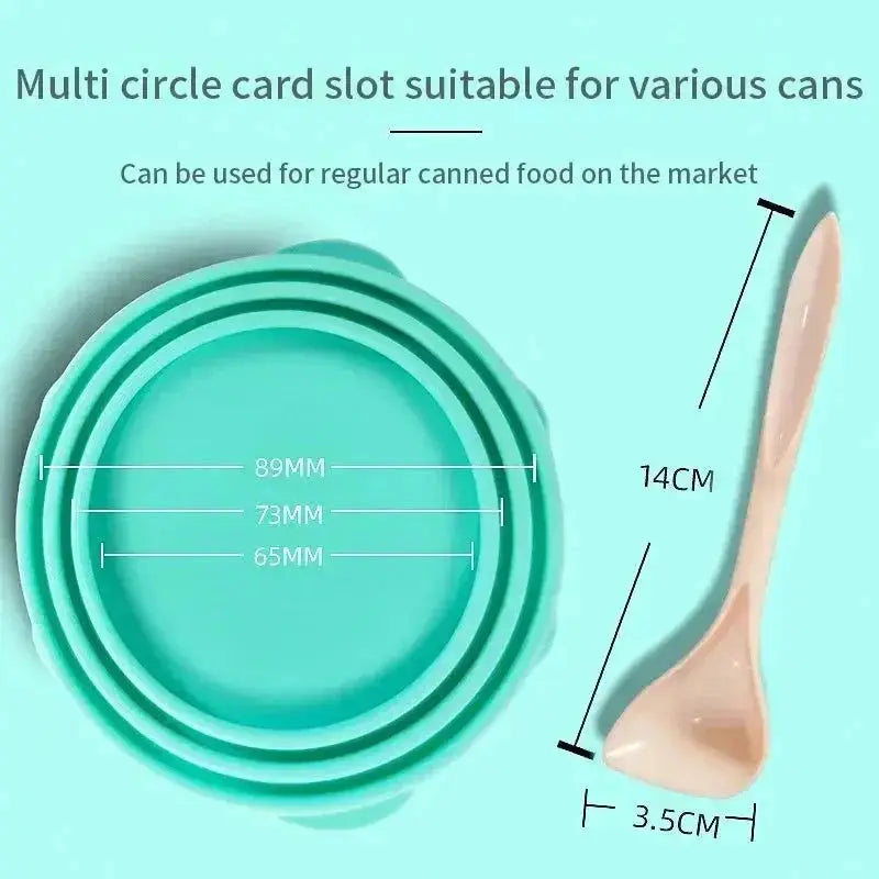 New Portable Silicone Dog Cat Canned Lid 2-in-1Food Sealer Spoon Pet Food Cover Storage Fresh-keeping Lids Bowl Pets