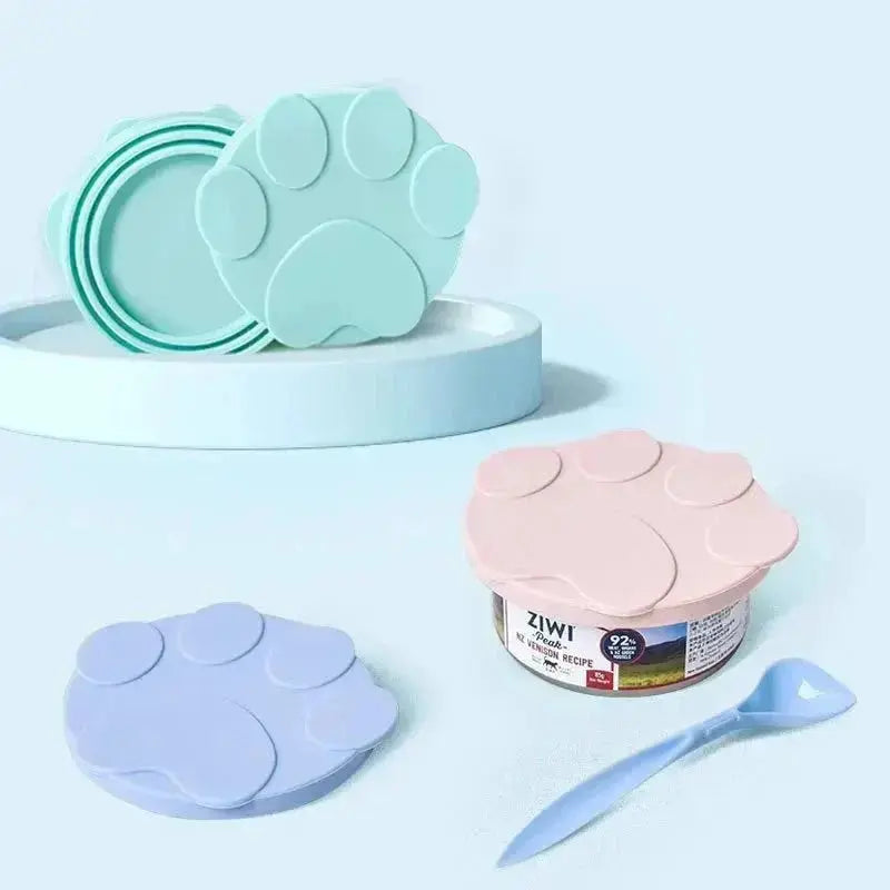 New Portable Silicone Dog Cat Canned Lid 2-in-1Food Sealer Spoon Pet Food Cover Storage Fresh-keeping Lids Bowl Pets