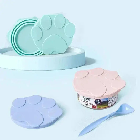 New Portable Silicone Dog Cat Canned Lid 2-in-1Food Sealer Spoon Pet Food Cover Storage Fresh-keeping Lids Bowl Pets