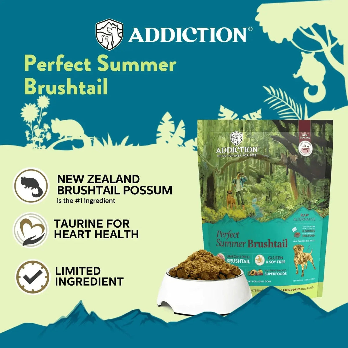 Perfect Summer Brushtail Air-Dried Dog Food Addiction Pet Foods USA