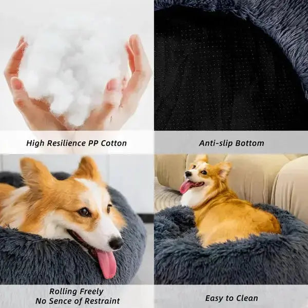 Pet Beds for Cats Dog Bed Washable Anti Anxiety Fluffy Dog Bed - Beds & Blankets