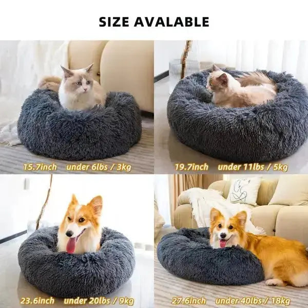Pet Beds for Cats Dog Bed Washable Anti Anxiety Fluffy Dog Bed - Beds & Blankets