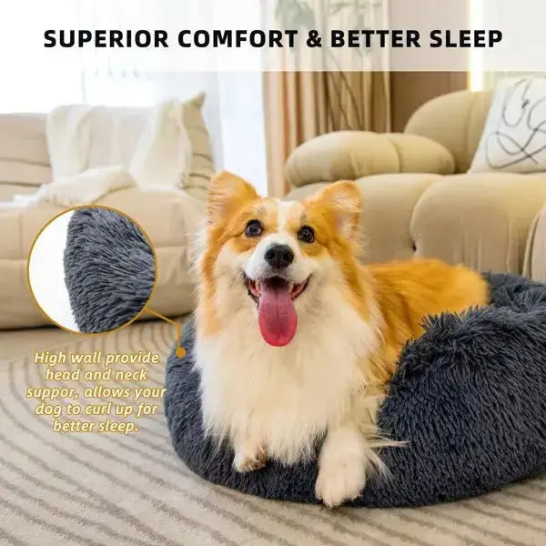 Pet Beds for Cats Dog Bed Washable Anti Anxiety Fluffy Dog Bed - Beds & Blankets