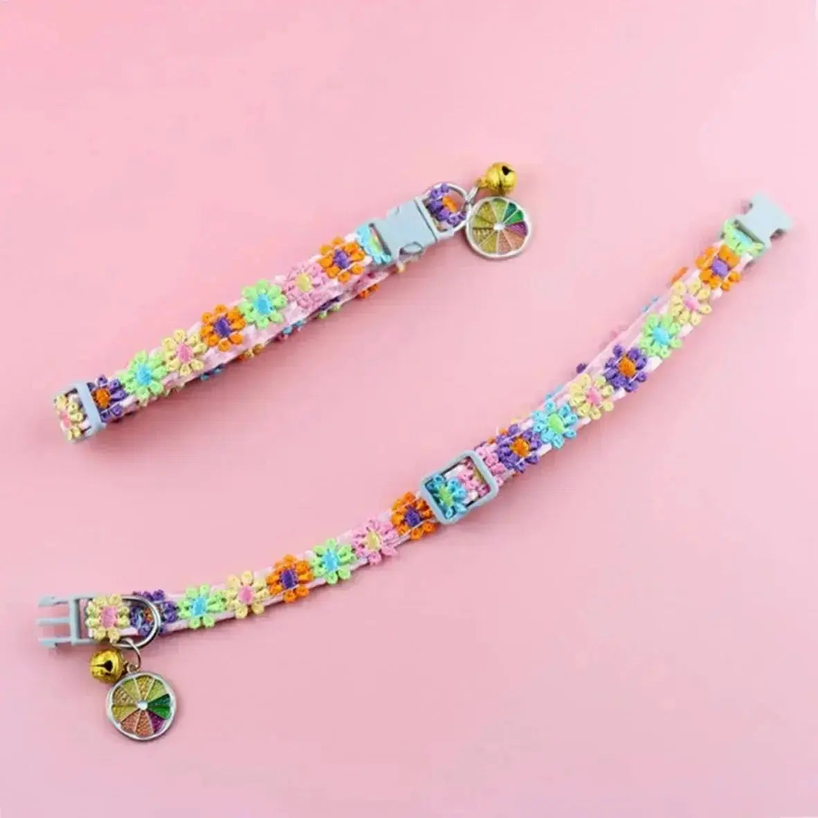 Pet Collar With Bell Cartoon Footprint Colorful Dog Puppy Kitten Collar Adjustable Safety Bell Ring Necklace Pet