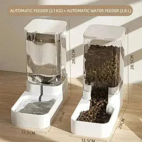 Pet water and food dispenser with dual compartments