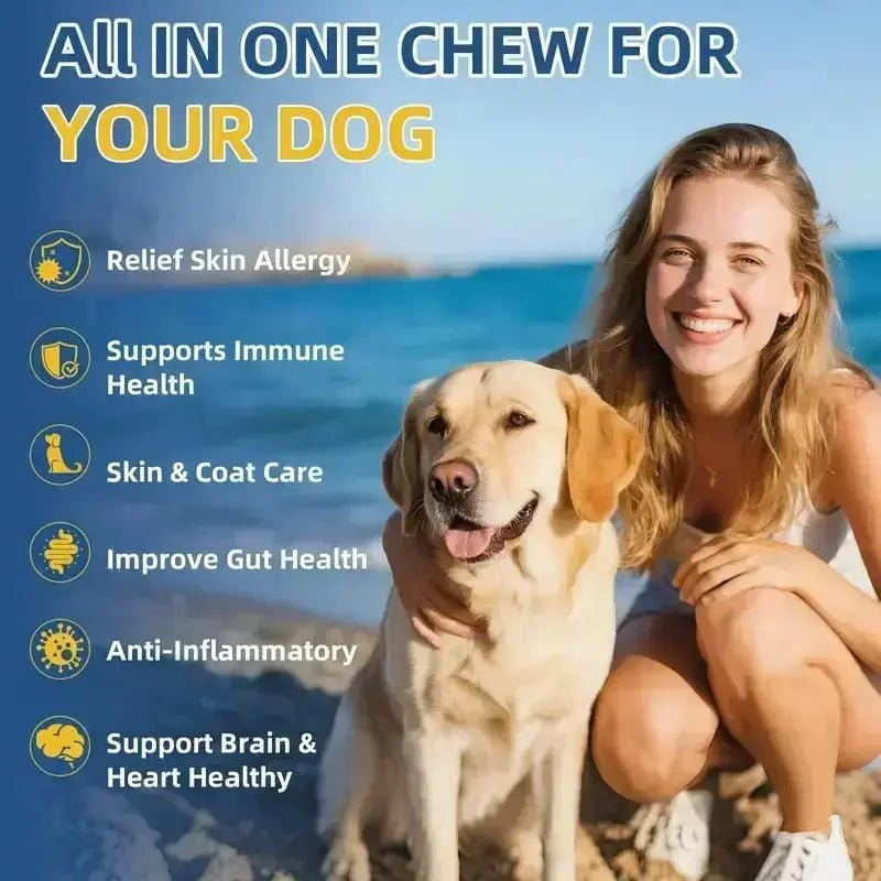 【Upgraded Formula】Petrivium Probiotic Chews for Dogs (All Ages, 24 Months Shelf Life) - 120Ct Jumbo Size Chicken Flavor, Pumpkin-Infused Topper with Colostrum Fish Oil, Helps Ease Paw Licking, Supports Allergy Relief, Gut & Immune Health