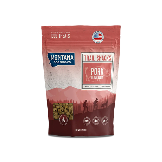 Pork Tenderloin Freeze-dried Raw Trail Snacks (Treats) for Dogs 3oz Montana Dog Food Co