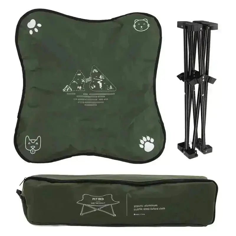 Portable Elevated Foldable Pet Bed - Army Green / n/a